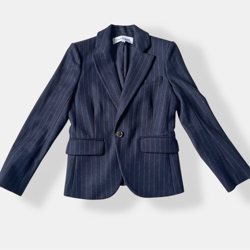 Veronica Beard Tyra Dickey Navy Pinstripe Blazer Jacket Preppy Academia Size 2 - Picture 6 of 15